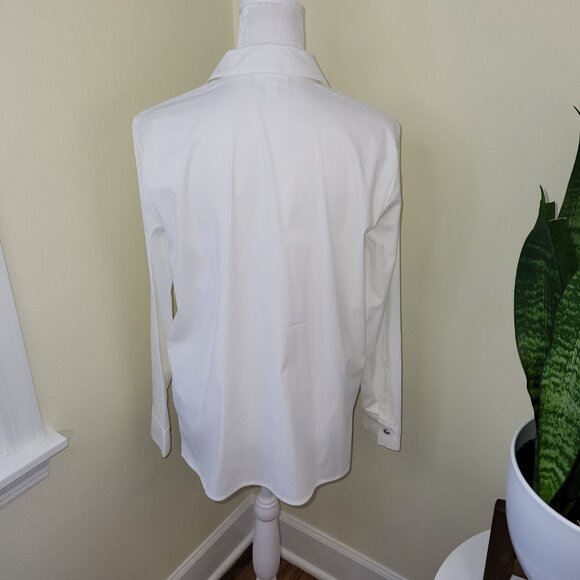 J. Jill White Button Up Blouse Jewel Crystal Buttons Dress Shirt Women's Size XS - Picture 5 of 15